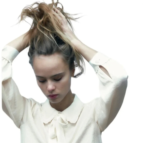 ZARA | Ecru | BUTTONED TIED BLOUSE - Picture 9 of 11